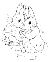 Een kleurplaat van  peter rabbit